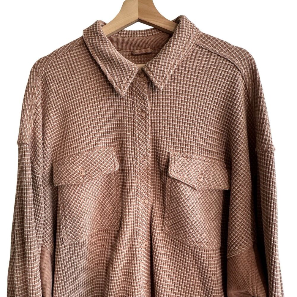 Aerie LumberJane Waffle Shirt Shacket XL Oversized Button Down Slouchy - Picture 6 of 8